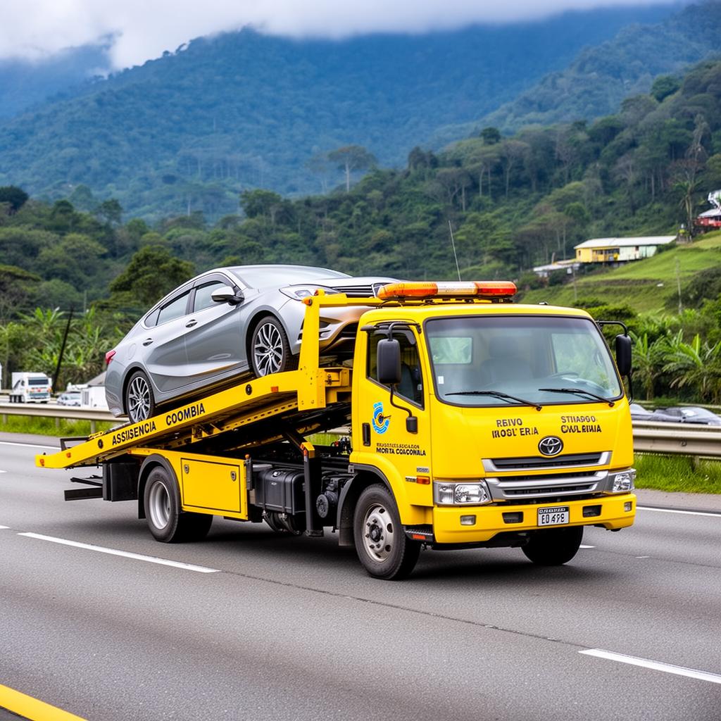 Grúa atendiendo un vehículo en carretera
